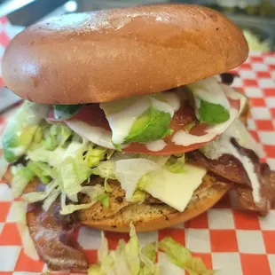 Grilled chicken avocado burger