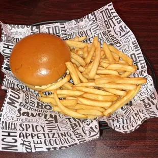 Hydro Burger (no bacon) with Seasoned Fries