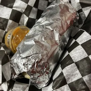 A huge chicken burrito