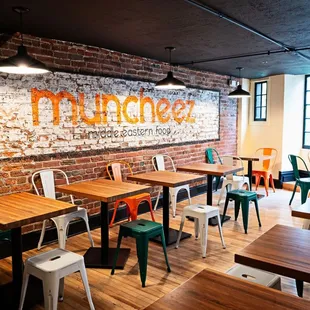 tables and chairs in a restaurant