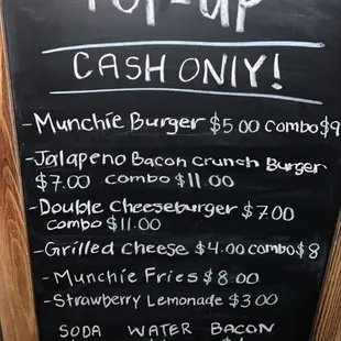 a menu on a chalkboard