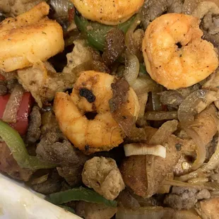 Chicken Steak, Chicken and Shrimp Fajita Mixed Platter