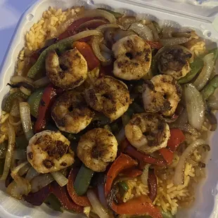 Shrimp fajitas platter