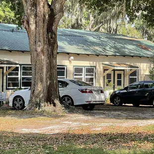 parked cars in front of a building