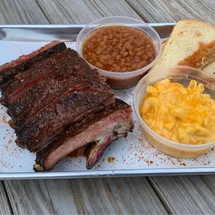 1/2 Rib Platter with Mac n Cheese and BBQ Beans