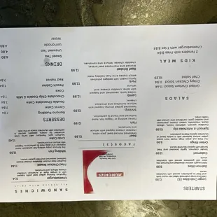 The menu front