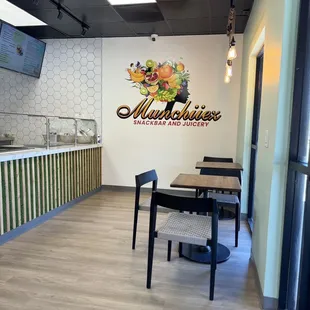 Inside seating, well lit, clean