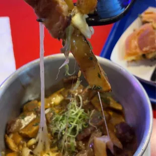 a close up of a bowl of food
