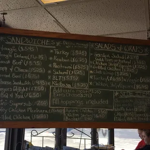 a menu on a blackboard