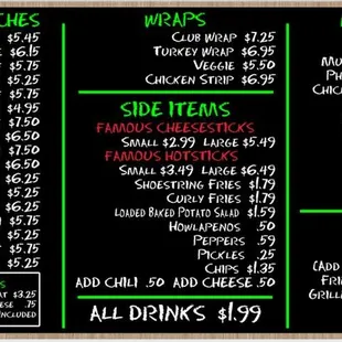 a menu for a restaurant