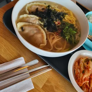 Mandu noodle soup. I didn't order or try but it looked so good that I'm planning to get it next time.