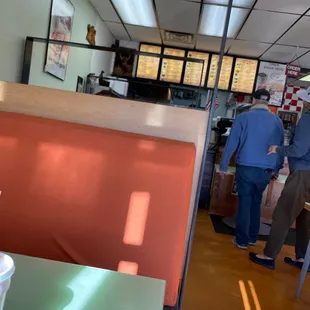 two people in a restaurant
