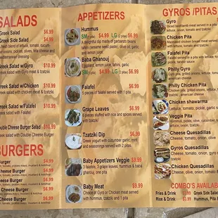 a menu for a restaurant