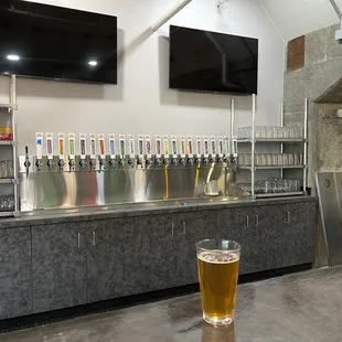 a pint of beer on the counter