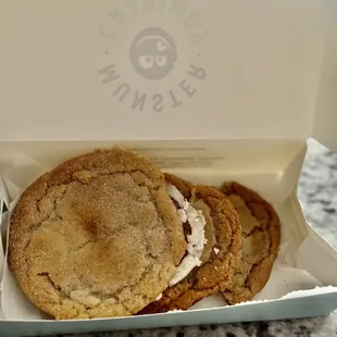 Snickerdoodle, Cinnamon Roll Churro, and Cookies and Cream