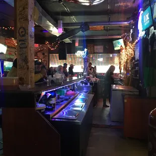 a bar with neon lights
