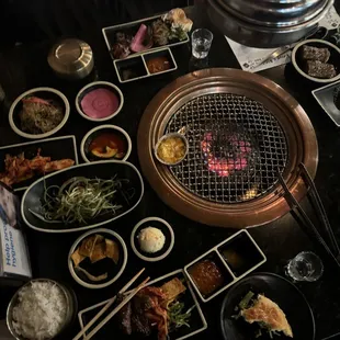 Korean bbq spread