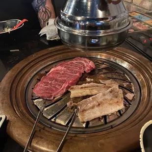 Ribeye and pork belly