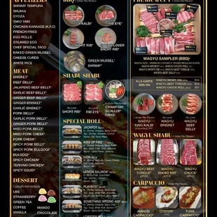 AYCE MENUS