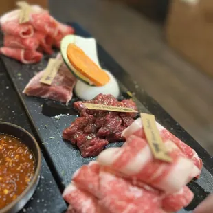 a variety of meats
