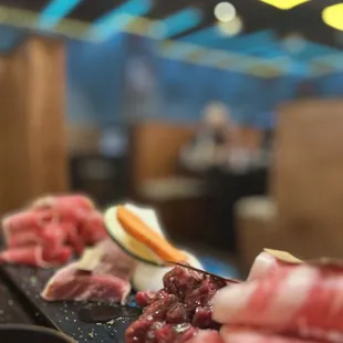 a variety of meats