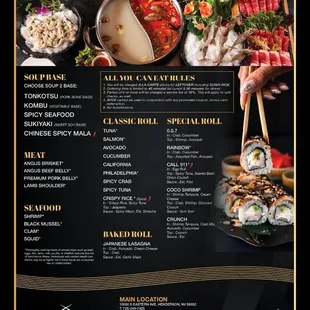 AYCE MENUS