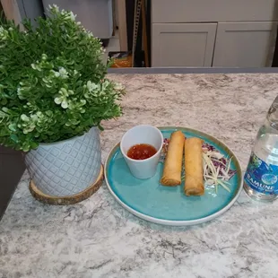 Chicken Egg Rolls &amp; A Ramune beverage.