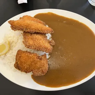 Salmon Fry Curry (Extra Rice and Extra Curry)