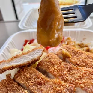 Katsu curry with rice and pickles 9/14/23! Yum