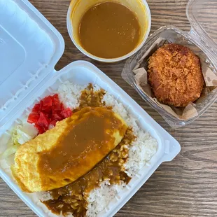 Cheese Omelette Curry (medium spice) + croquette (03/2022)
