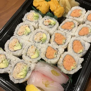 Spicy tuna roll and Cali roll