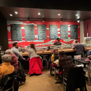 interior, sushi and sashimi
