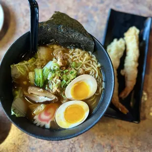 Shoyu Ramen with Shrimp Tempura