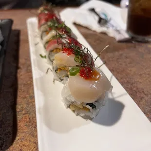 a sushi roll on a plate