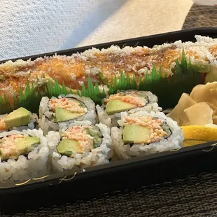 143. Reggie Salmon Roll and 72. Spicy California Roll