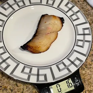 The broiled cod portion - a whopping 1.6 ounces, for $24.