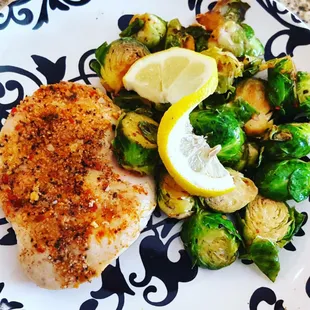Lemon chicken with roasted Brussels!  Meal Prep made for you!