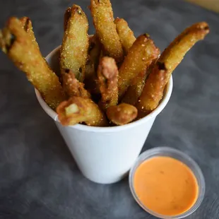 Spicy Pickle Fries and Boom Boom Sauce