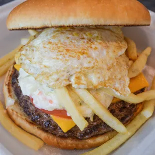 Sloppy Fried Egg Cheeseburger