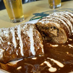 Chicken mole burrito