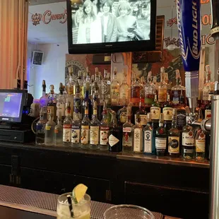 a bar filled with alcohol