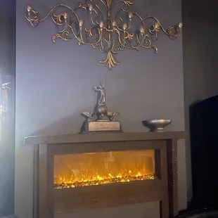 a fireplace in the middle of the room