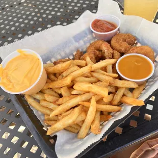 Fried shrimp and fries