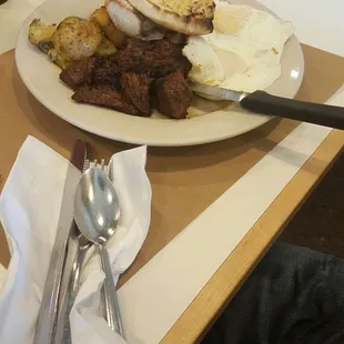 Sirloin Tips and Eggs