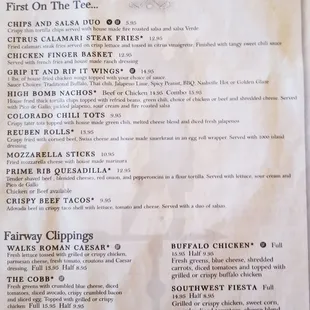 Appetizer menu May 2021