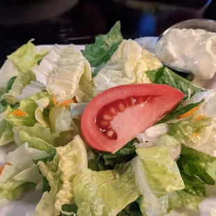 Side salad with blue cheese dressing
