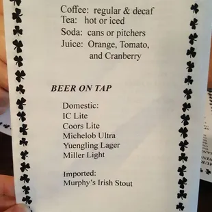 menu