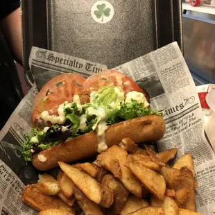 a sandwich and french fries