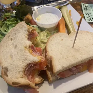 Ham sandwich with a side salad. The ranch is BOMB!!!