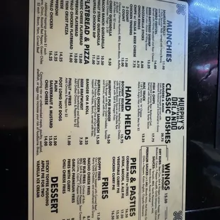 Food menu